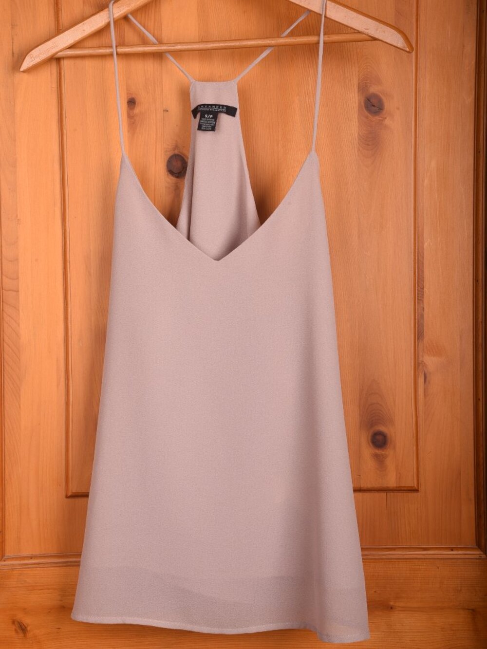 Revamped Taupe Chiffon V-Neck Racerback Cami Tank Top - Size S